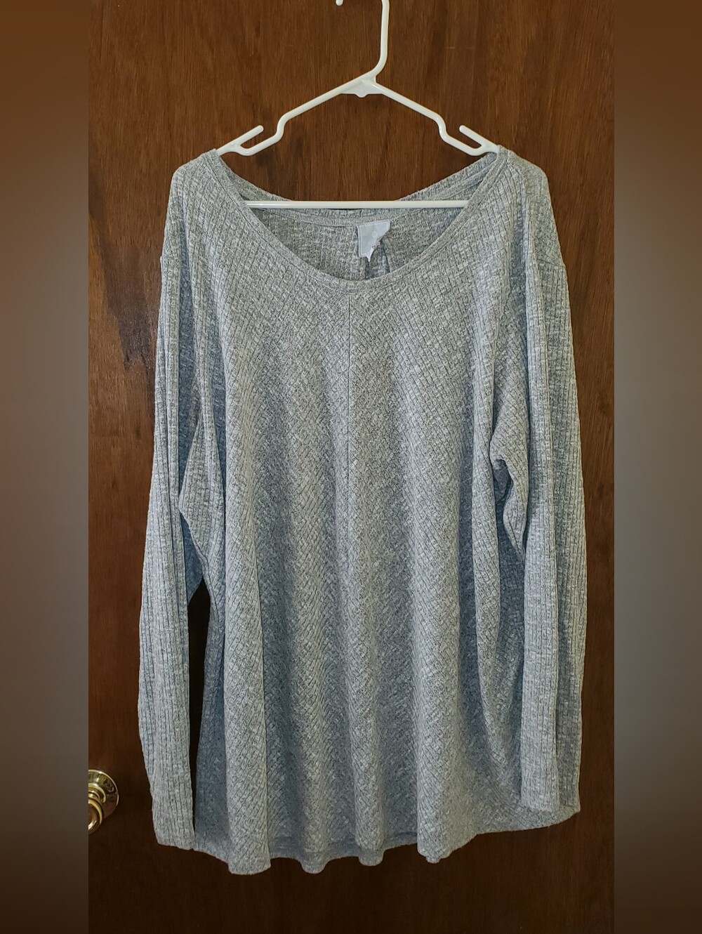 Sunday Light Gray Long Sleeve Pullover Top Sz 3x